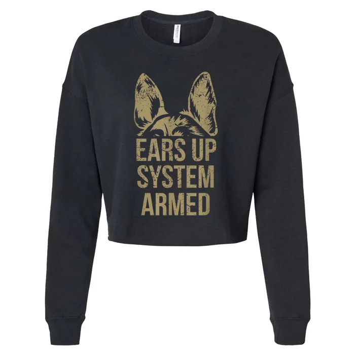 German Shepherd Ears Up System Armed Cropped Pullover Crew