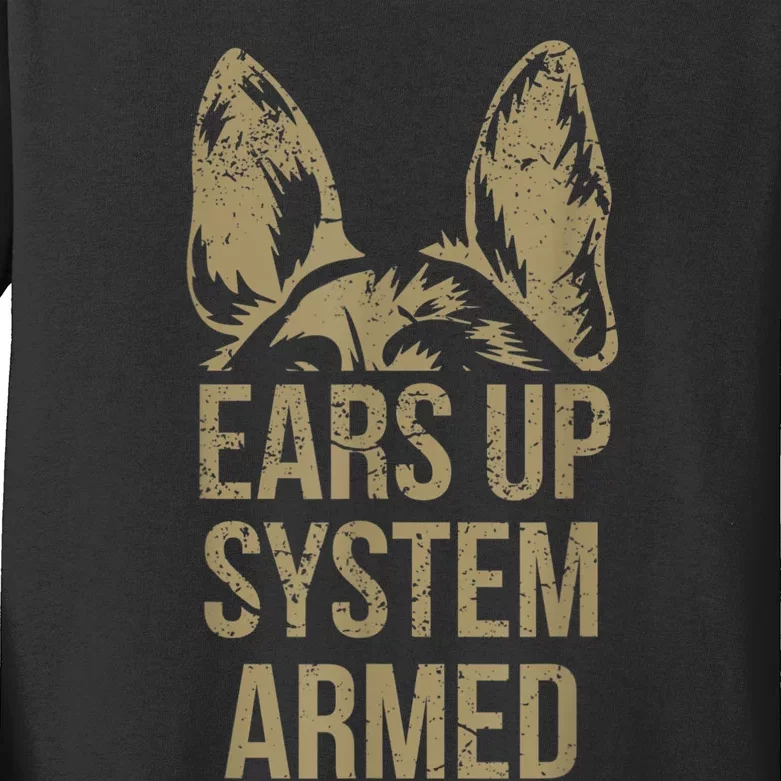 German Shepherd Ears Up System Armed Kids Long Sleeve Shirt