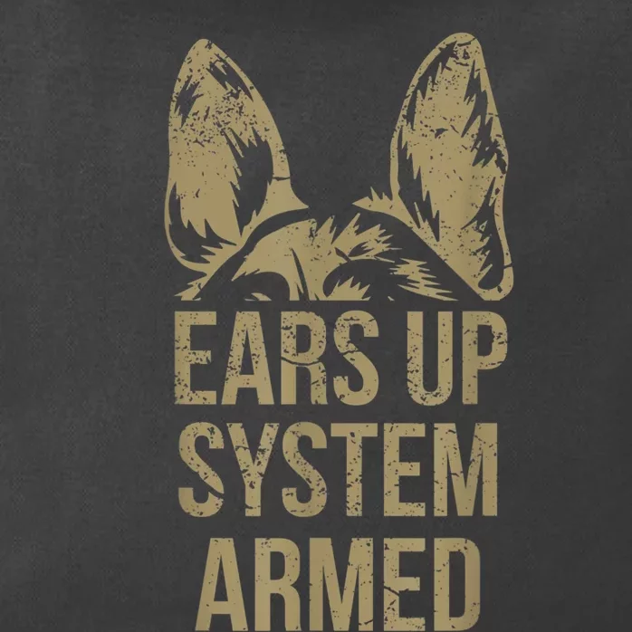 German Shepherd Ears Up System Armed Zip Tote Bag