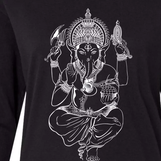 Ganesh Symbol Elephant God Yoga Meditation Gift Womens Cotton Relaxed Long Sleeve T-Shirt