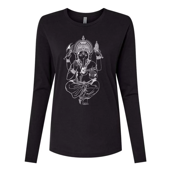 Ganesh Symbol Elephant God Yoga Meditation Gift Womens Cotton Relaxed Long Sleeve T-Shirt