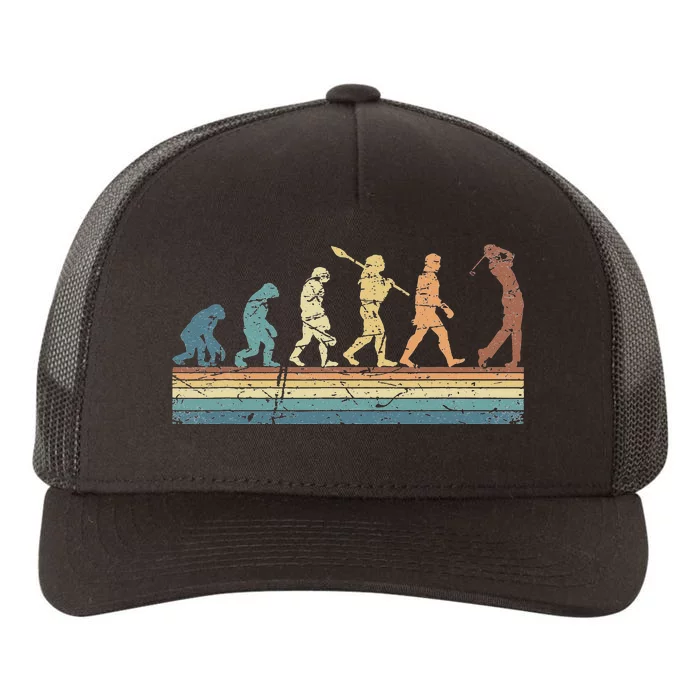 Golf Sports Evolution Of Man Vintage Golfing Yupoong Adult 5-Panel Trucker Hat