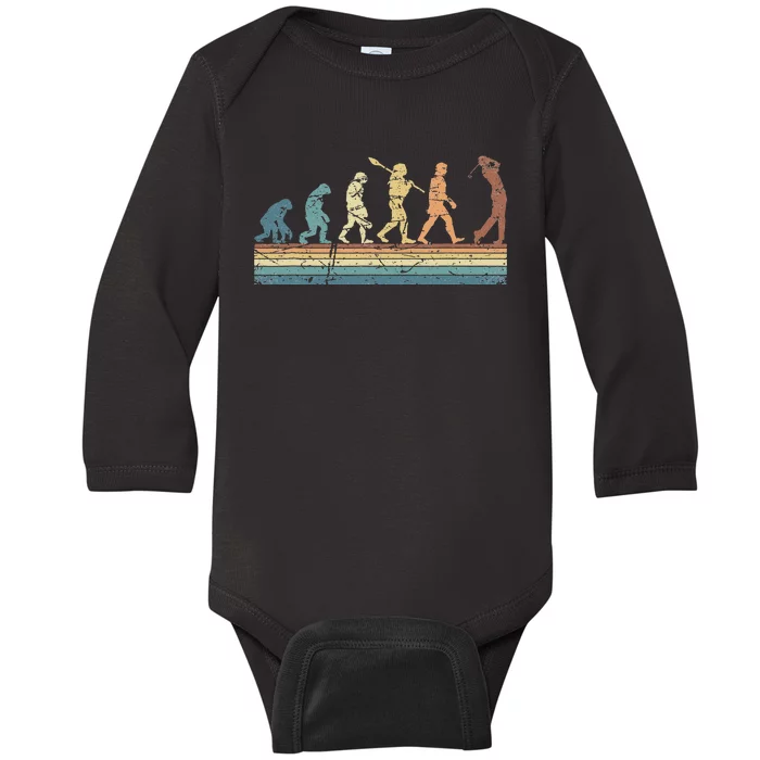 Golf Sports Evolution Of Man Vintage Golfing Baby Long Sleeve Bodysuit