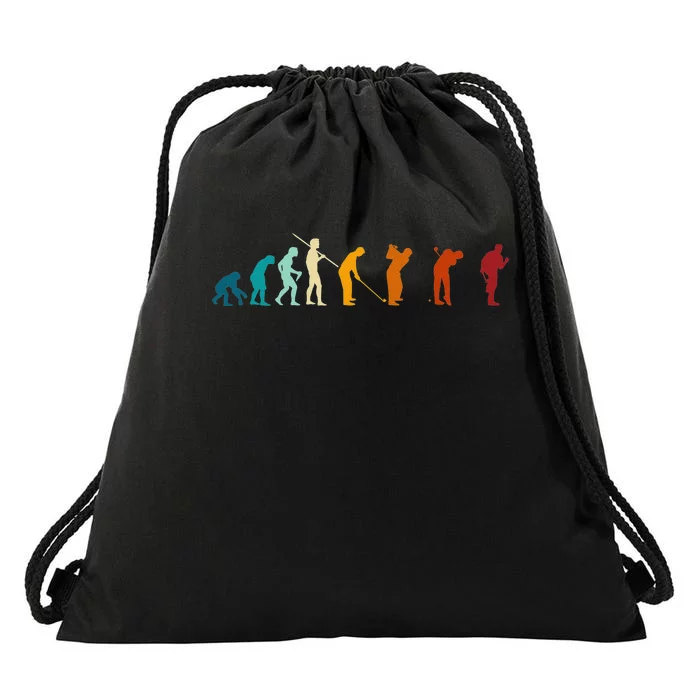 Golf Sports Evolution Of Man Vintage Golfing Drawstring Bag