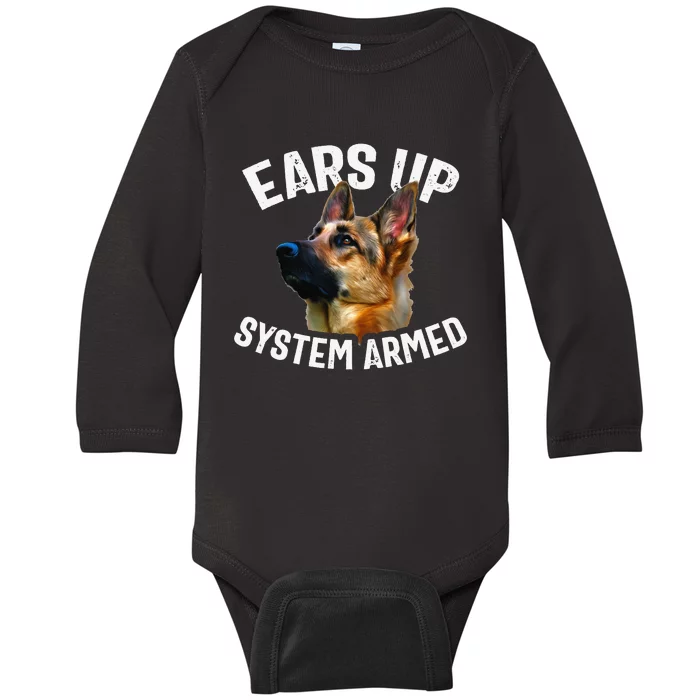 German Shepherd Ears Up System Armed Tee Dog Lover Baby Long Sleeve Bodysuit