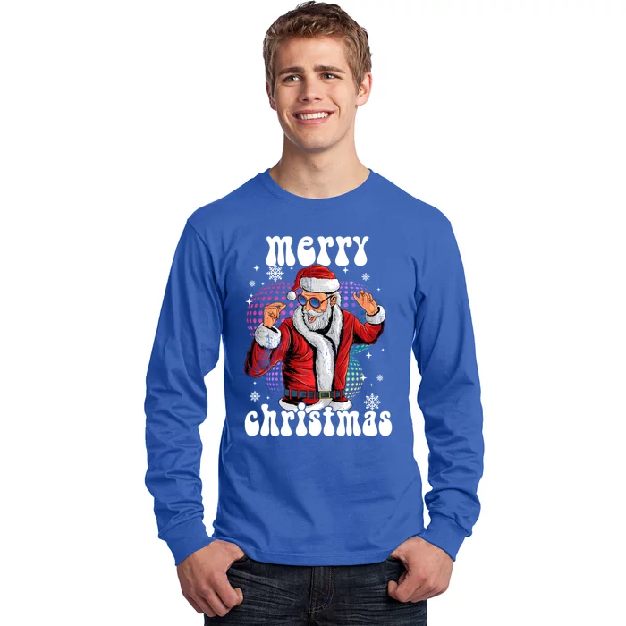 Groovy Santa Funny Disco Christmas Pjs And Costume Idea Gift Long Sleeve Shirt