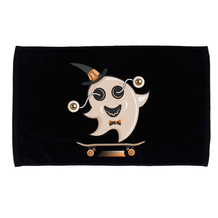 Ghost Skateboard Funny Skateboarding Lazy Halloween Costume Gift Microfiber Hand Towel