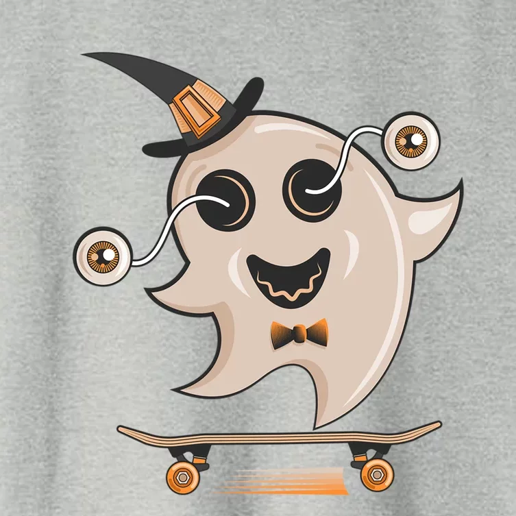 Ghost Skateboard Funny Skateboarding Lazy Halloween Costume Gift Women's  Crop Top Tee