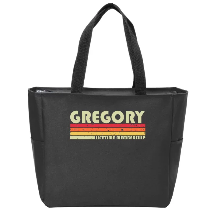 Gregory Surname Funny Retro Vintage 80s 90s Birthday Reunion Zip Tote Bag