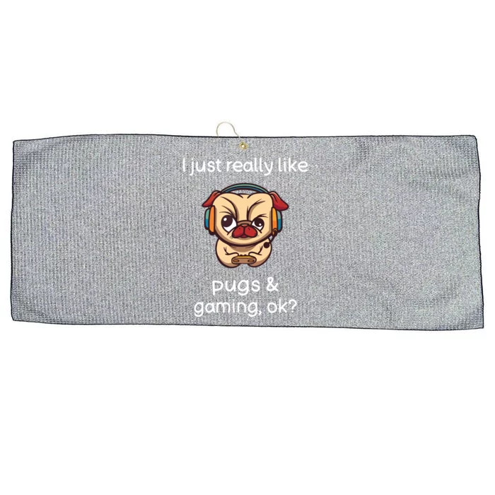 Gamer Shirts Funny Pug Lover Video Games Dog Pug Gaming Large Microfiber Waffle Golf Towel