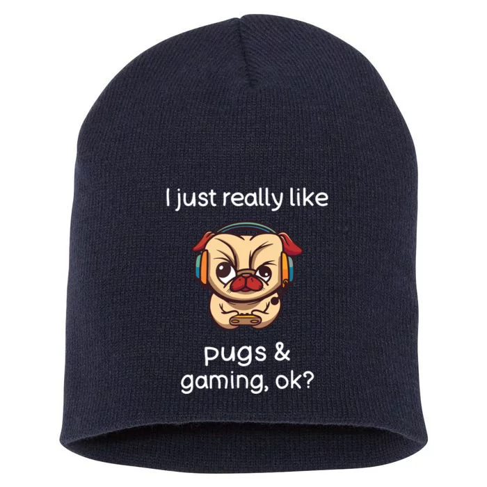 Gamer Shirts Funny Pug Lover Video Games Dog Pug Gaming Short Acrylic Beanie