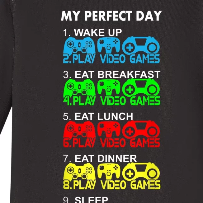 Gamer S.hirt Funny Perfect Day Video Games Love Gaming Baby Long Sleeve Bodysuit