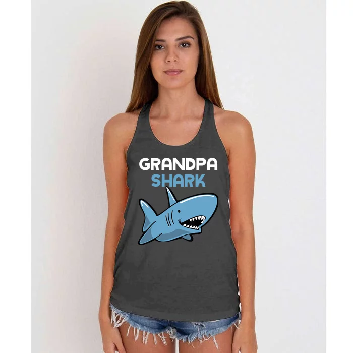 Grandpa Shark Funny Family Women's Knotted Racerback Tank