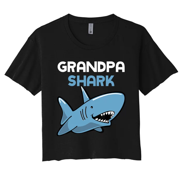 Grandpa Shark Funny Family Women's Crop Top Tee