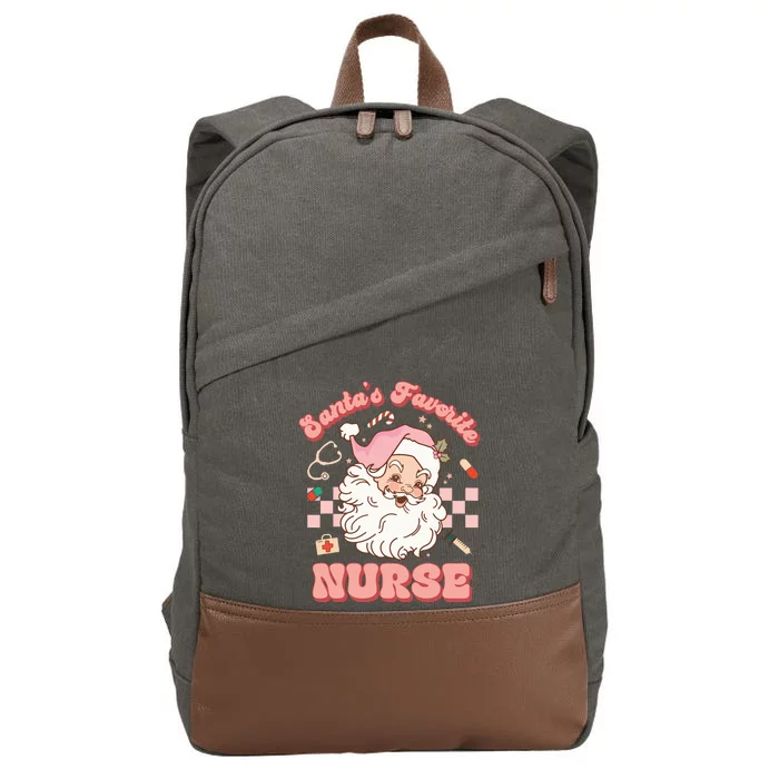 Groovy Santa's Favorite Nurse Christmas RN ER ICU Cotton Canvas Backpack