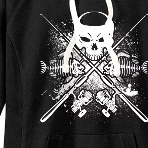 Grunge Skull Fish Bone Fishing Women's Fleece Hoodie