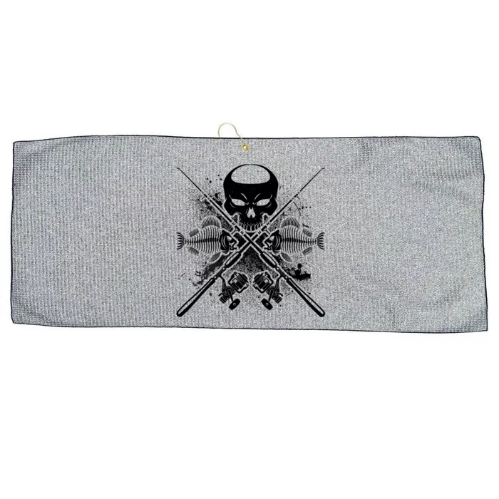 Grunge Skull Fish Bone Fishing Large Microfiber Waffle Golf Towel