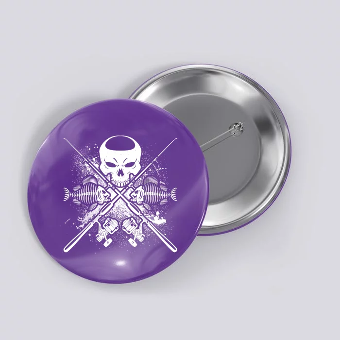 Grunge Skull Fish Bone Fishing Button