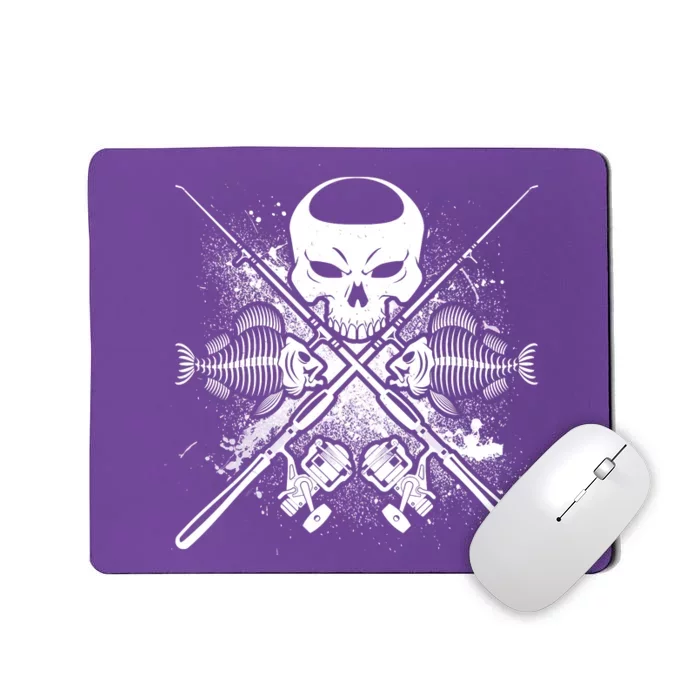 Grunge Skull Fish Bone Fishing Mousepad