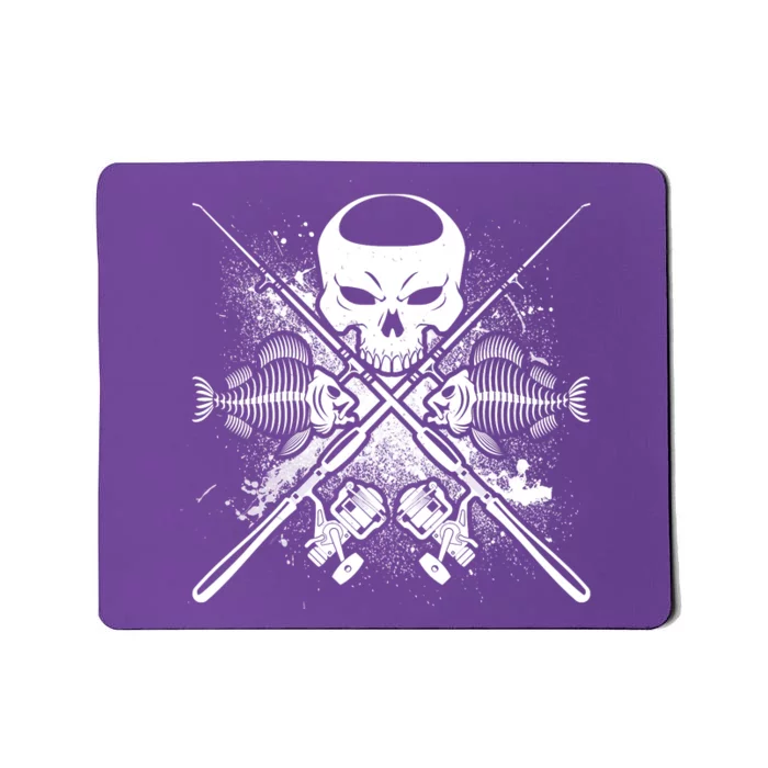 Grunge Skull Fish Bone Fishing Mousepad