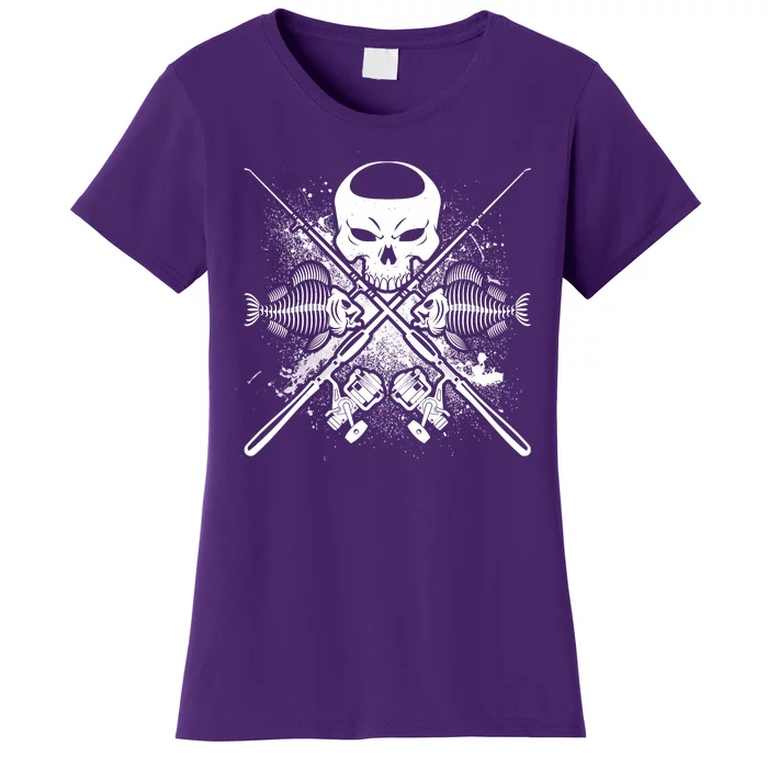 Grunge Skull Fish Bone Fishing Women's T-Shirt