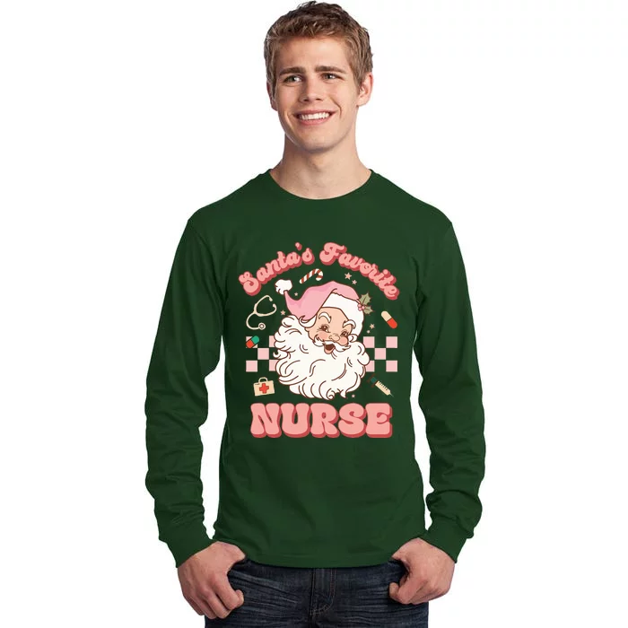 Groovy Santa's Favorite Nurse Christmas RN ER ICU Tall Long Sleeve T-Shirt