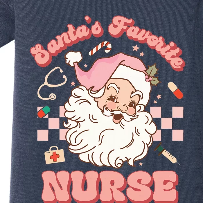 Groovy Santa's Favorite Nurse Christmas RN ER ICU Baby Bodysuit