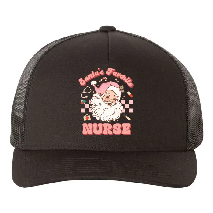 Groovy Santa's Favorite Nurse Christmas RN ER ICU Yupoong Adult 5-Panel Trucker Hat