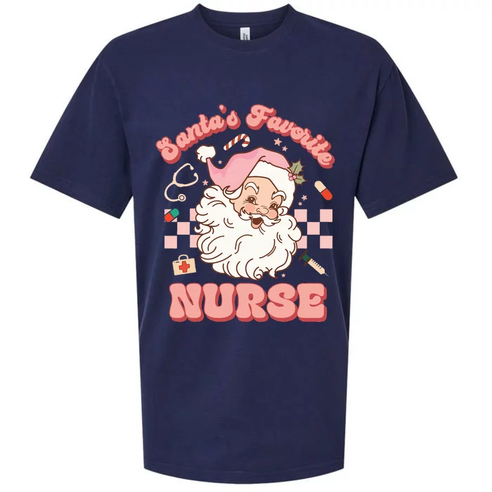 Groovy Santa's Favorite Nurse Christmas RN ER ICU Sueded Cloud Jersey T-Shirt