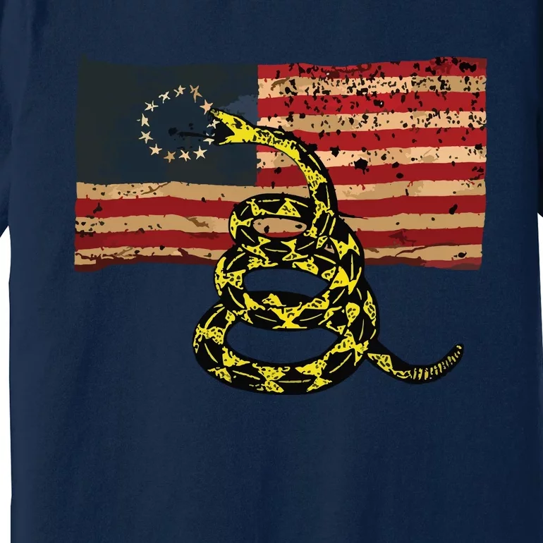 Gadsden Snake Flag Betsy Ross Flag US American Flag Gift Premium T-Shirt