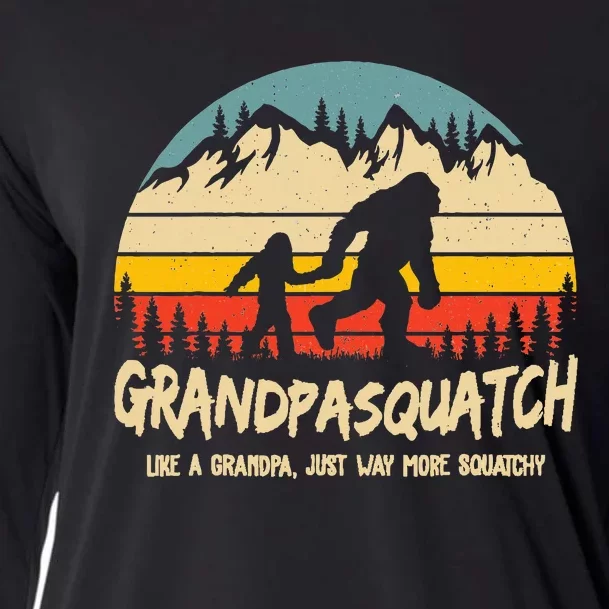 Grandpa Squatch Funny Bigfoot Sasquatch Fathers Day Cooling Performance Long Sleeve Crew