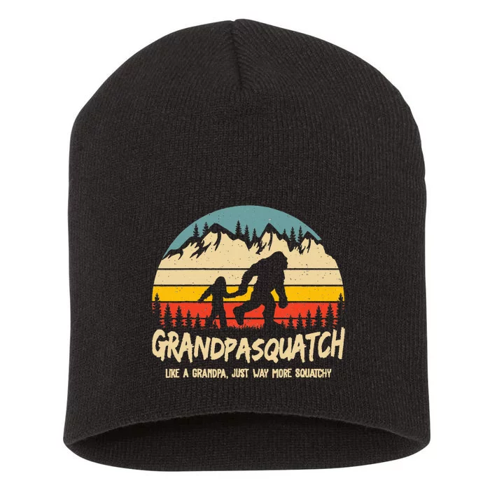 Grandpa Squatch Funny Bigfoot Sasquatch Fathers Day Short Acrylic Beanie