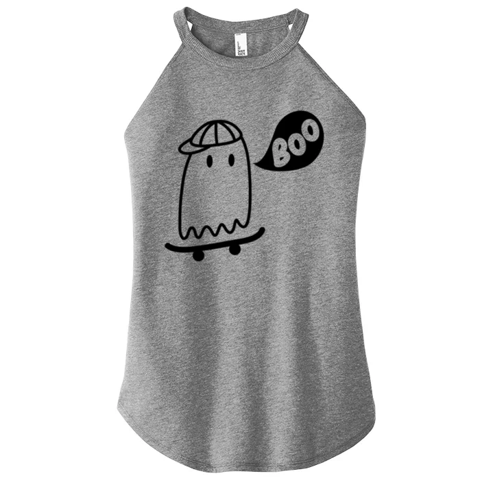 Ghost Skateboard Funny Halloween Costume Boo Squad Gift Women’s Perfect Tri Rocker Tank