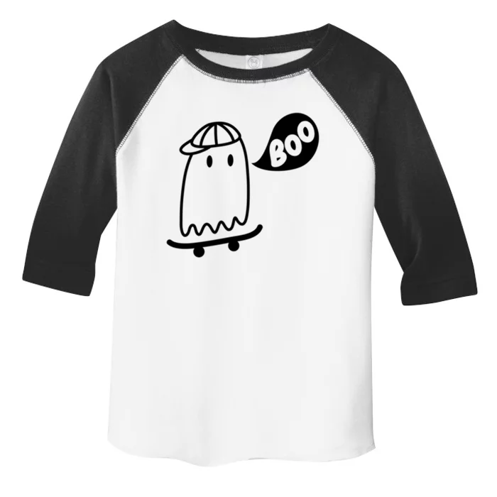 Ghost Skateboard Funny Halloween Costume Boo Squad Gift Toddler Fine Jersey T-Shirt