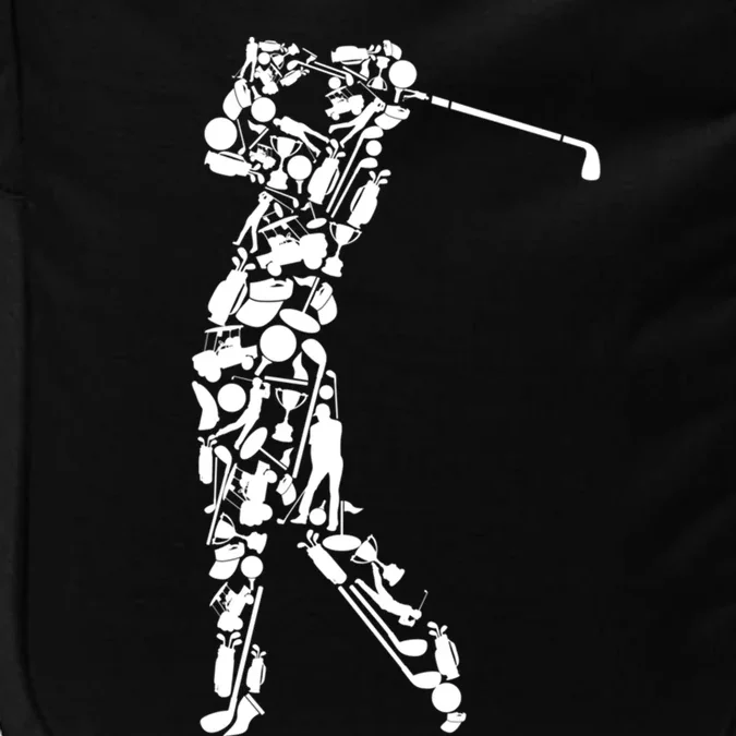 Golfer Silhouette Filled With Golf Things Gift Impact Tech Backpack