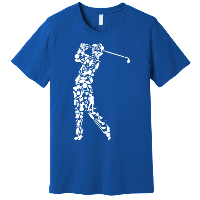 Golfer Silhouette Filled With Golf Things Gift Premium T-Shirt