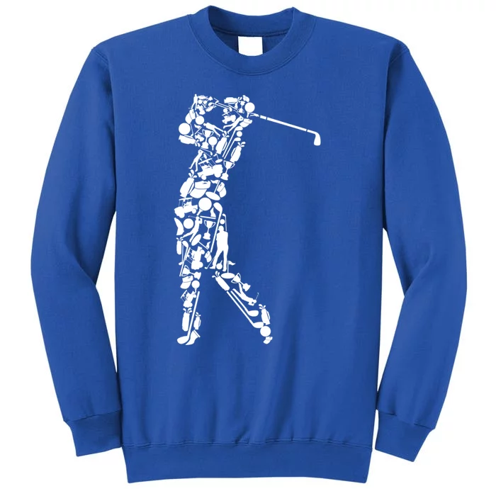 Golfer Silhouette Filled With Golf Things Gift Tall Sweatshirt