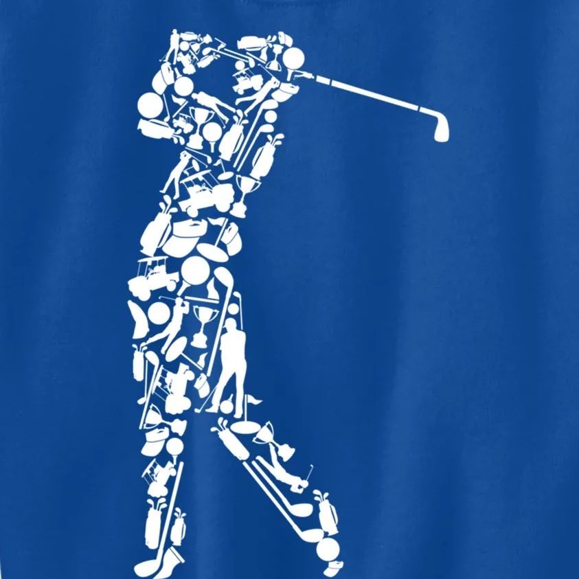 Golfer Silhouette Filled With Golf Things Gift Kids Sweatshirt