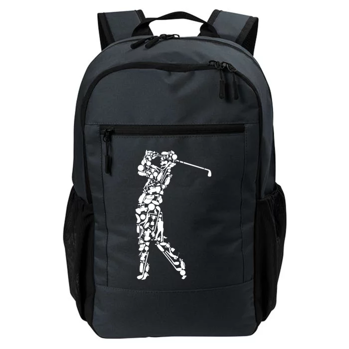 Golfer Silhouette Filled With Golf Things Gift Daily Commute Backpack