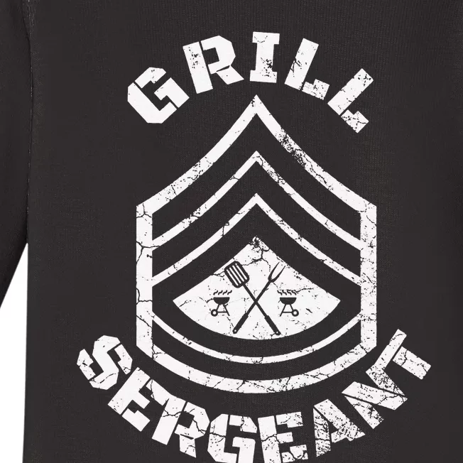 GRILL SERGEANT Funny Grilling BBQ Dad Father's Day Gift Baby Long Sleeve Bodysuit