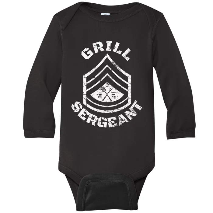 GRILL SERGEANT Funny Grilling BBQ Dad Father's Day Gift Baby Long Sleeve Bodysuit