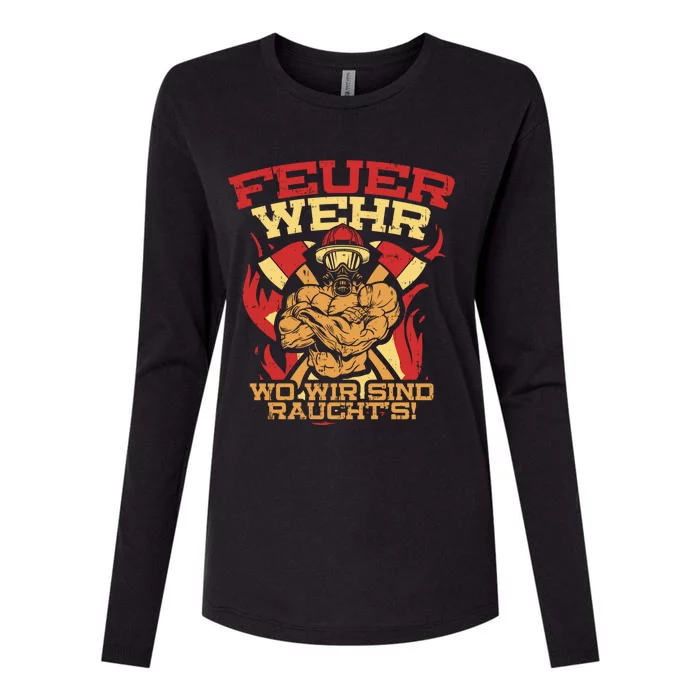 Ger Strong Fire Fighter Cool Gift Womens Cotton Relaxed Long Sleeve T-Shirt