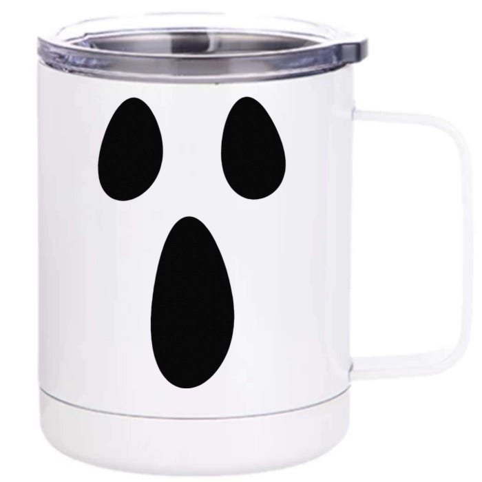 Ghost Silly Face Spooky Halloween Ghoul Face Easy Costume Front & Back 12oz Stainless Steel Tumbler Cup