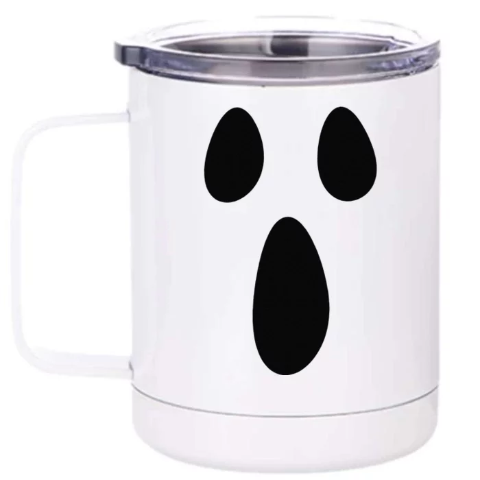 Ghost Silly Face Spooky Halloween Ghoul Face Easy Costume Front & Back 12oz Stainless Steel Tumbler Cup