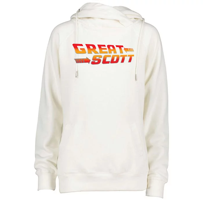 Great Scott Funny Time Traveler Mad Scientist Inventor Gift Womens Funnel Neck Pullover Hood