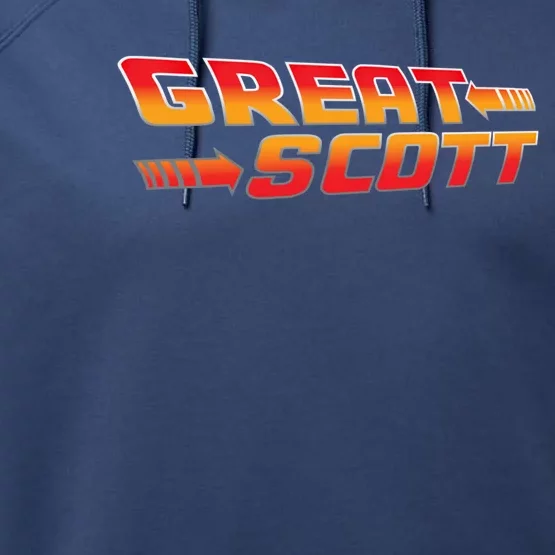 Great Scott Funny Time Traveler Mad Scientist Inventor Gift Performance Fleece Hoodie