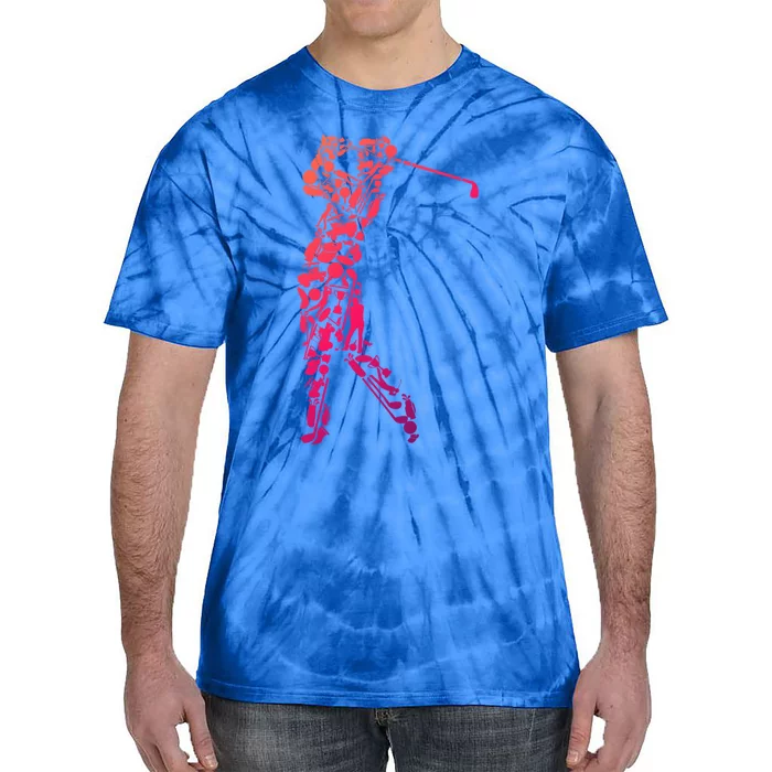 Golfer Silhouette Filled With Golf Things Meaningful Gift Tie-Dye T-Shirt