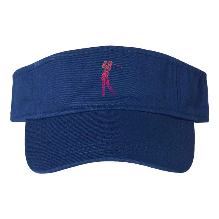 Golfer Silhouette Filled With Golf Things Meaningful Gift Valucap Bio-Washed Visor