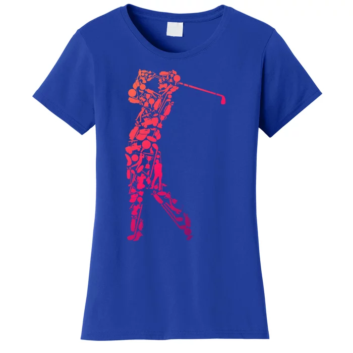 Golfer Silhouette Filled With Golf Things Meaningful Gift Women's T-Shirt