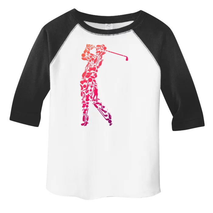 Golfer Silhouette Filled With Golf Things Meaningful Gift Toddler Fine Jersey T-Shirt